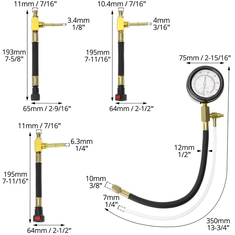 QWORK Universal Fuel Pressure Test Kit, Dual Scale Gauge (0-7