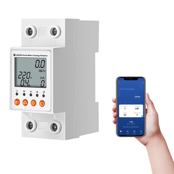 eMylo Sicherungsautomat 16a, Tuya Digitaler Leitungsschutzschalter, Digitaler Einphasig Stromzähler wlan,