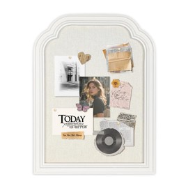 Bulletin Board with Linen, 13x17 inches Pin Board with White Frame, Decorative Hanging Bulletin Board Vision Board Message Board Colletion Board for Office School Home Decor