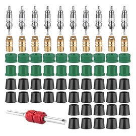 UHANBUT 71PCS Yellow Jacket HVAC Hose Gasket, Air Conditioning Valve Core Assortment Kit, Including 10PCS Valves & 10PCS Valve Cores & 50PCS Hose Gaskets, Universal Car Repair Tool Accessories