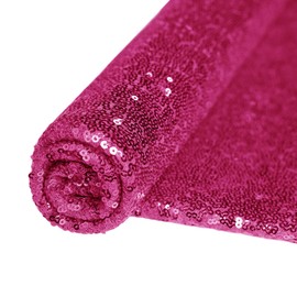 VOK Sequin Fabric by The Yard, Glitter Fabric for Women Dresses, Bridal Party, Wedding Decorations, Sewing, DIY Handmade (5 yd, Fuchsia)