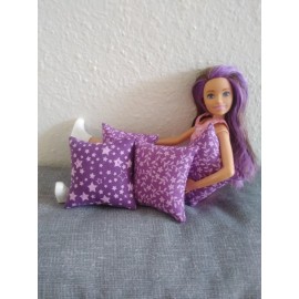 Unbranded Set of 4 Purple Pattern Throw Pillows Made for 1/6 Scale 12" Dolls
