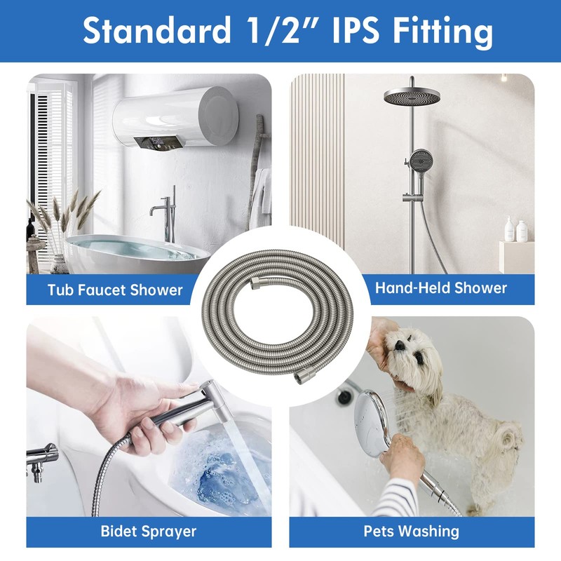 RUMOSE 118 inches Shower Hose Shower Head Extension Tube Extra
