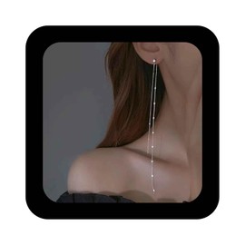 Enautoabs Minimalist Long Chain Dangle Earrings Silver Tassel Chain Earrings Tassel Chain Ear Jacket Earrings Sparkling Tassel Chain Earrings Jewelry for Women