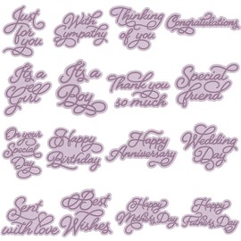 16 PCS Alphabets Dies for Card Making Happy Mother's Day,Happy Anniversary,Wedding Day,Sent with Love,Best Wishes,Happy Birthday,Thinking of You,Specifical Friends,Happy Father's Day Words Die Cuts
