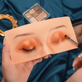 BAMTTOO Makeup Practice Face Silicone Makeup Practice Board Face Eyes Permanent Cosmetic Makeup Training for Makeup Artists and Beginners with Makeup Brushes (Type 2)