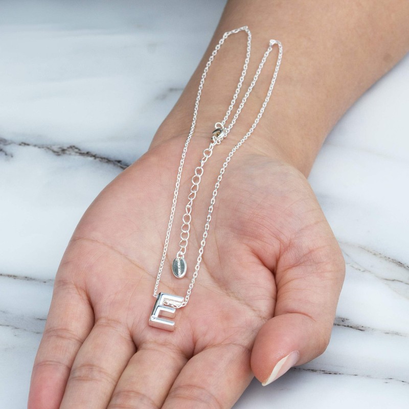 Philip Jones Initial Necklace Letter E Created with Zircondia® Crystals