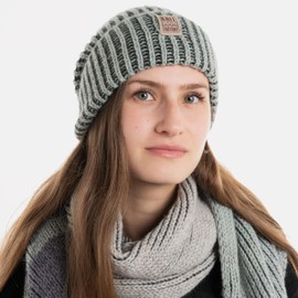 KNIT FACTORY - Remy Hat - Knitted Hat for Men and Women - Beanie - Winter Hat with Wool - Multicoloured - High Quality, Arctic Stone, Unit size