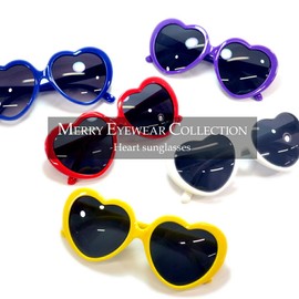 MERRY PLEASURE Sunglasses, Date Glasses, Men's, Women's, Heart, Parody, Funny Glasses, Purple x Smoke