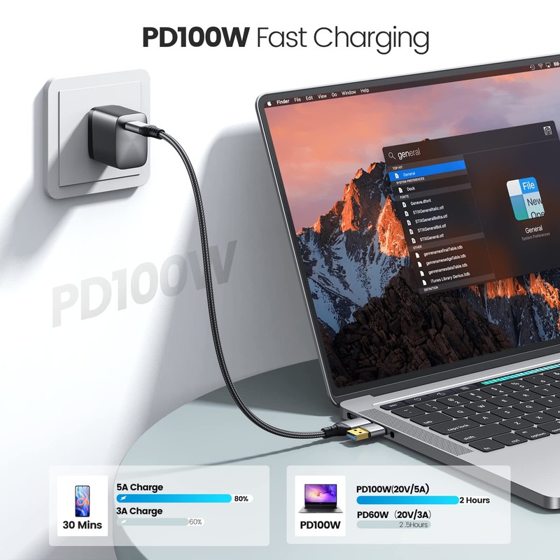 GiGimundo 20Gbps USB C Kabel (1M) für Thunderbolt 3, Unterstützt
