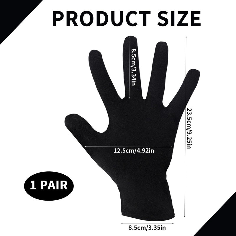 Jesiah Black Cotton Gloves, Soft Thermal Cotton Gloves for Dry