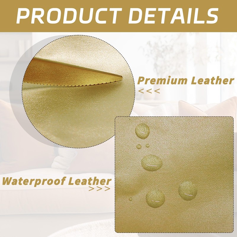 MUKA Custom PU Leather Throw Pillow Covers, Hand Stitched Leather