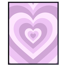 Light Purple Heart Wall Decor - cute Baby Girl Boy Nursery Decor - Indie Preppy Trendy Dorm Teen Room Bedroom Mid-century modern Minimalist Love Wall Art - Lavender Pop art Retro Aesthetic Room Decor