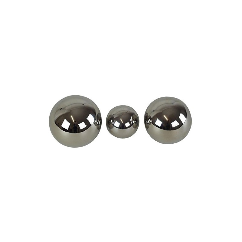 Set of 3 Decorative Balls Silverball Ceramic 5/6/7 cm