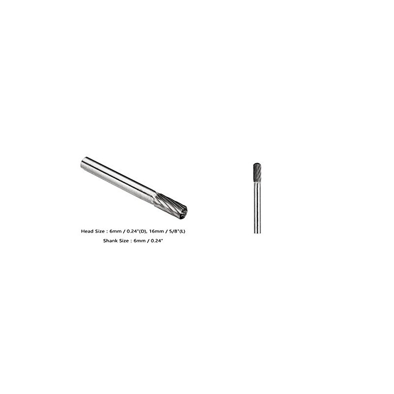 Sourcingmap 6mm Head 6mm Shank Tungsten Carbide Cylinder Rotary File