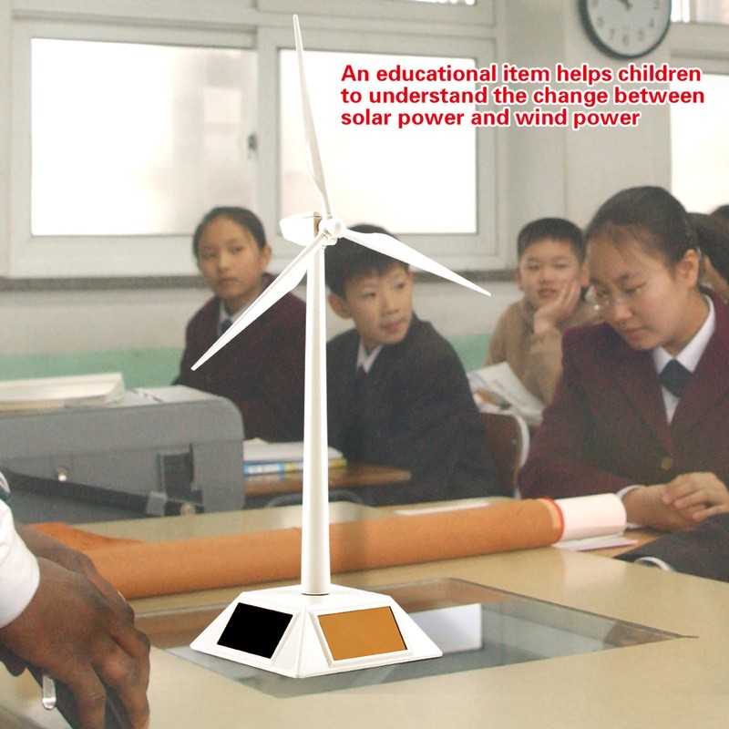 Solar Powered Wind Mill Model Desktop Decor Craft Kids Children