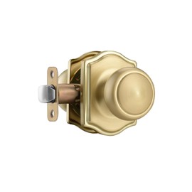 NCSEN Gold Door Knobs with Camelot Trim,Interior Door Knob with Lock,Coastal Door knob for Hall & Closet, Satin Brass