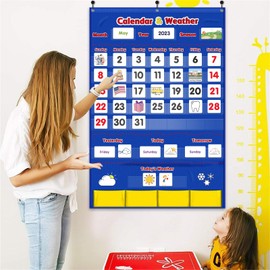 Godery Calendar and Weather Pocket Chart, Classroom Organized Chart, 149 Pieces