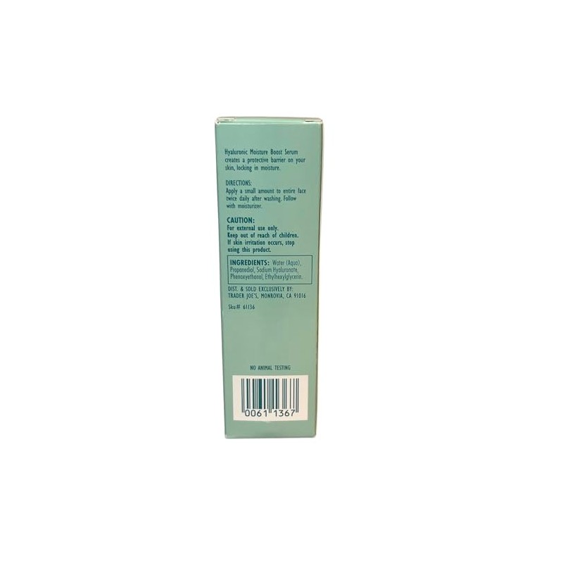 TRADER JOES HYALURONIC MOISTURE BOOST SERUM 1 FL OZ (30mL)