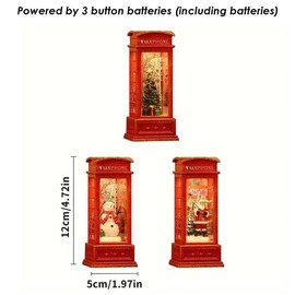 Christmas Themed Phone Booth Decoration, 3 Counts/set LED Light Phone Booth Ornament, Decorative Light for Home Party Festival, Battery Included