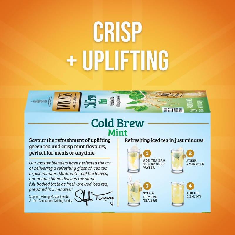 Twinings Mint Green Cold Brew Iced Tea Bags, 20 Count