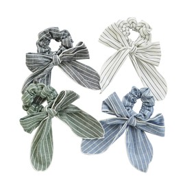 FOMIYES 4pcs Fashion Stripe Hair Ties Bowknot Design Hair Scrunchies for Women Suitable for Daily Wear Includes Nordic and Vintage Patterns