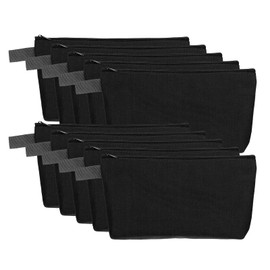 sourcing map Canvas Makeup Bags, 10 Pcs Travel Cosmetic Bags Bulk, Multipurpose Plain Toiletry Zipper Pouches Blank DIY Craft Bags Pencil Bag for Women Teens, Black
