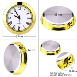 Hicarer 1-1/2 Inch (37 mm) Round Quartz Clock Insert Replacement Mini Quartz Movement Miniature Clock with Roman Numerals Fit 35 mm Diameter Hole White Dial