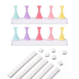 siyuwuro 2 Sets Nail Display Stand Magnetic Nail Practice Holder DIY Nail Stand for Press on with 66Pcs Reusable Putty Fake Nail Hand for Painting Nail Art Design Tool for Home Salon (Colorful)
