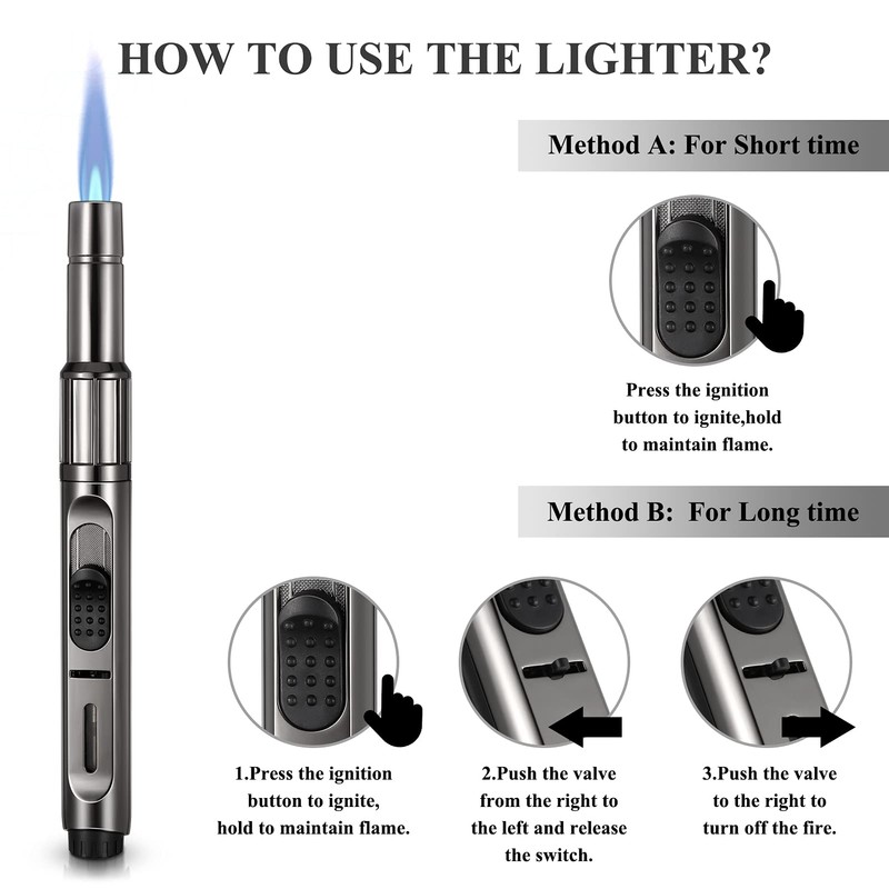 Butane Torch Lighter Long Butane Lighter Refillable Kitchen Torch Lighter