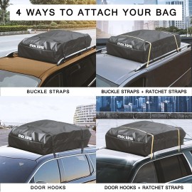 Mockins 25CF Waterproof Cargo Roof Bag with Mat, Door Hooks & Heavy Duty Straps