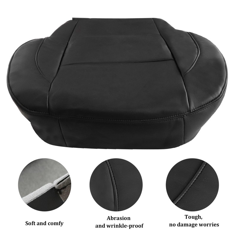 GXARTS Driver & Passenger Bottom Leather Replacement Seat Covers Black