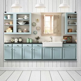 Leowefowa 10x8ft Kitchen Interior Backdrop Large Modern Kitchen Cooking Interior Background Luxious House Baking Room White Cabinet Stove Oven New Life Style Banner Decor Photo Supplies Prop