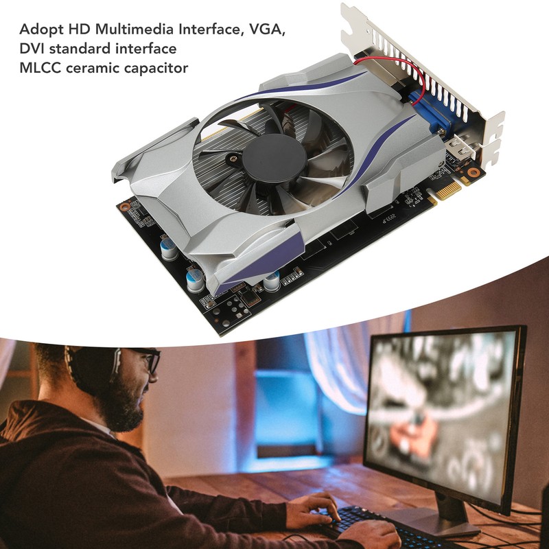 Gaming Graphics Card 1GB 128Bit GDDR5 PCI Express 2.0 3200MHZ