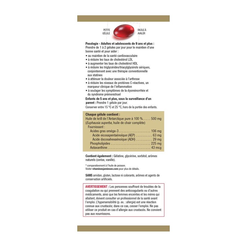 Jamieson Omega Complete Pure Krill Oil 500 mg Extra Strength