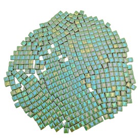 500g Square Ceramic Mosaic Tiles, 500PCS 1 * 1CM Handmade Making Creative Micro Mosaic Pieces for Lovers DIY Mosaic Projects and Home Decorations (Iridescent Green)