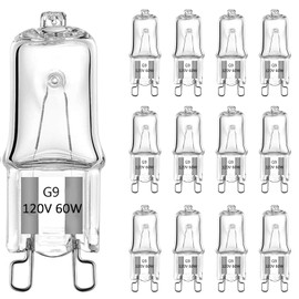 G9 Bulb, 12 Pack G9 Halogen Light Bulbs 2 Pin Base JC Type, 120V T4 Bi-Pin 60W Xenon Small Light Bulb for Chandeliers, Pendants, Cabinet Lights, Bathroom Light Bulbs, Warm White 2700K, Dimmable