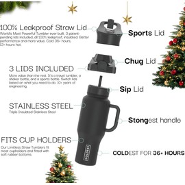 Coldest Tumbler with Handle and Straw - 100% Leak Proof Insulated Tumbler with Lid and Straw (3 Lids) - Stainless Steel Tumblers for Women & Men - Cup Holder Friendly Base, 46 oz (Glowie Paws)