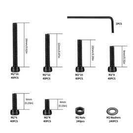M2 Screws Set, 720 Pieces Cylinder Screws with Hexagon Socket Screws Nuts Set, Threaded Screws Machine Screws Assortment Set, Hexagon Socket Screws with Nuts Set