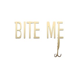 Bite Me Hook Vinyl Decal Notebook Car Laptop 5.5" x 4" (Gold)