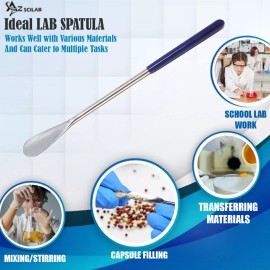 A2Z Scilab Stainless Steel Micro Lab Scoop Flat Spoon Spatula Sampler, Vinyl Grip Handle 6"