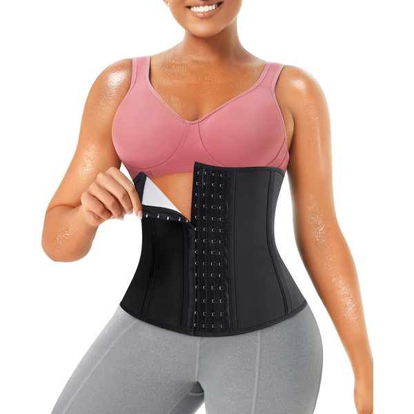 Gotoly Women's Abdominal Sweat Belt Adjustable Flat Stomach Slimming Belt Waist Cincher Corset Fitness Sauna, Black