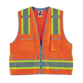 Ergodyne GloWear 8254HDZ Class 2 Heavy-Duty Surveyors Safety Vest ,Orange, Large/X-Large
