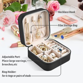 Larkumio Schmuckkästchen Mädchen Herren Reiseschmuckästchen, Schmuckaufbewahrung Reise Schmuckkasten Schmuckschatulle Klein Schmuck Reiseetui Jewelry Organizer für Haargummi Ohrring, Schwarz