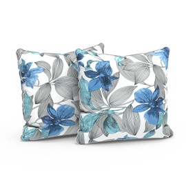 LVTXIII Outdoor Throw Pillows Set of 2, Patio Waterproof Pillows Fade Resistant Accent Pillows for Home and Garden Furniture Decoration, 16"x16", Clemens Noir Blue