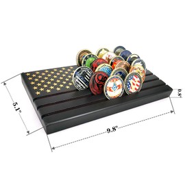 6 Rows Coin Holder, Challenge Coin Display Stand Military Coin Holder Holds 36-40 Coins