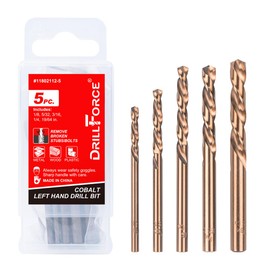 VALYRIANTOOL 5PCS M35 Cobalt Left Hand Drill Bits Set for Removing Broken Stubs, Bolts and Screws, Reverse Twist Drill Bits, 1/8", 5/32", 3/16", 1/4", 19/64"