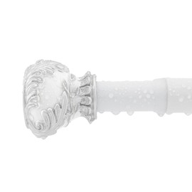 Shower Curtain Rods,1 Inch Adjustable Curtain Rod, Spring Tesion White Leaf Vintage Decorative Shower Curtain Rod, Anti-Slip Telescoping Curtain Rod for Bathroom Window Living Room (33in-93in)