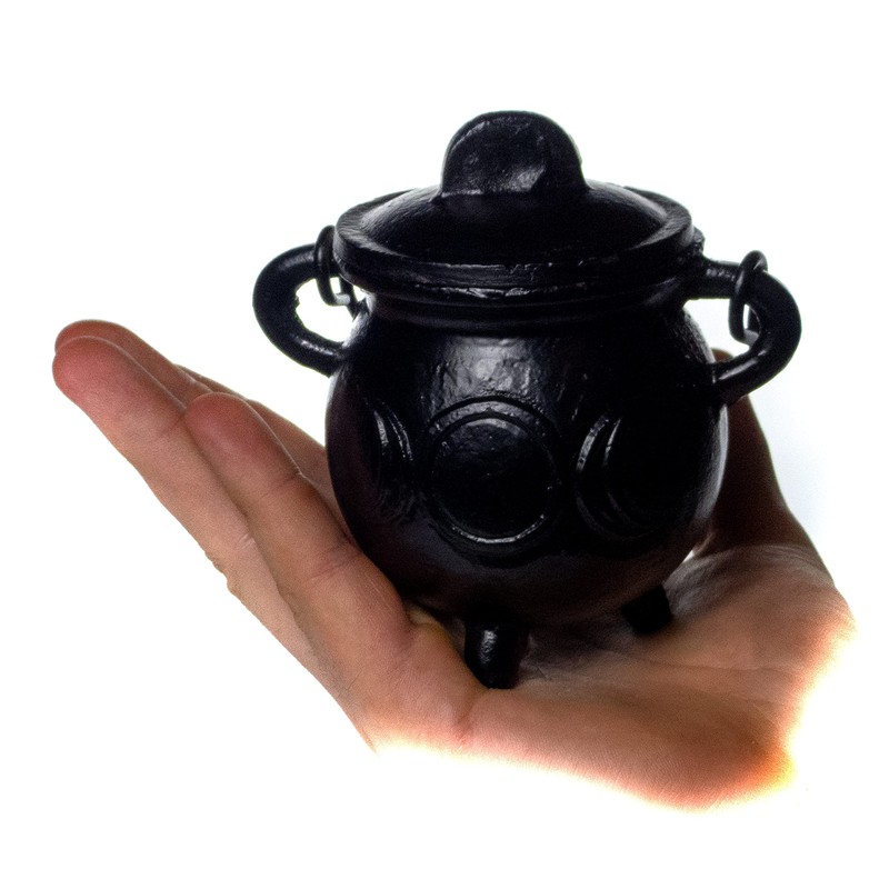 Cauldron Cast Iron Witchcraft Cauldron Incense Bowl Crescent Moon Sun
