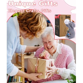 Philodwell Solar Funny Dog Statue for Garden: Outdoor Sculptures with Ball Lights and Butterfly Clearance Lawn Ornaments Home Yard Art Porch Patio Balcony - Unique Gifts for Mom Grandma Women